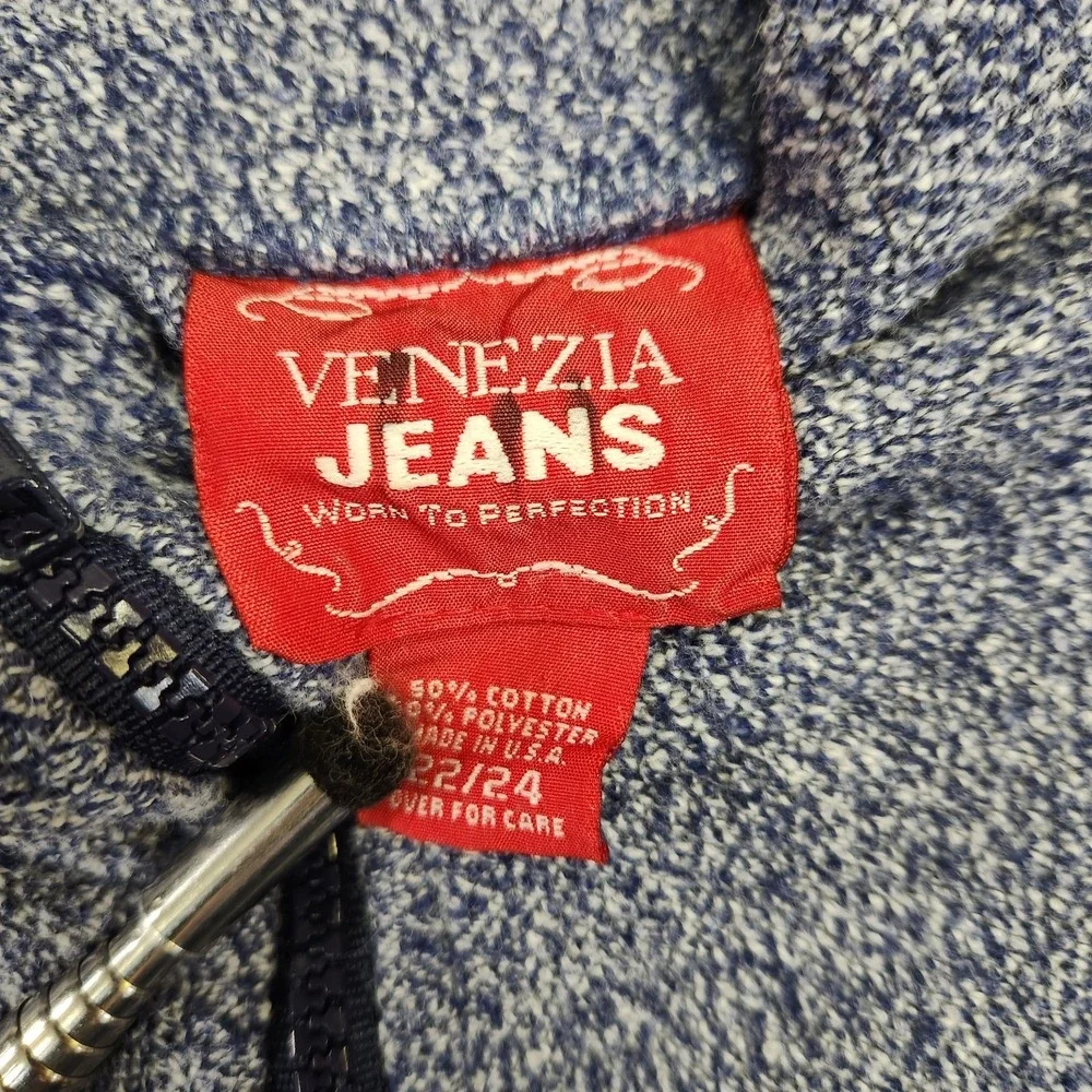 Venezia Jeans Quarter‎ Zip Fleece Pullover Mens 2X Blue Speckled Mock Neck